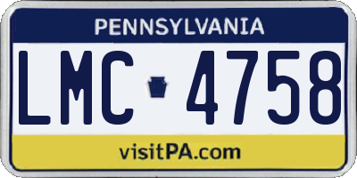 PA license plate LMC4758