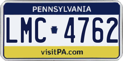 PA license plate LMC4762