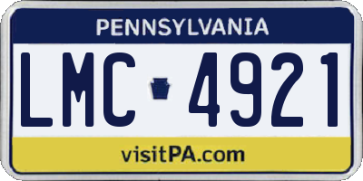 PA license plate LMC4921