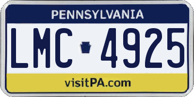 PA license plate LMC4925