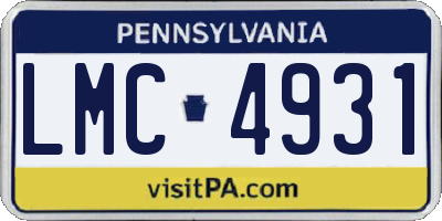 PA license plate LMC4931