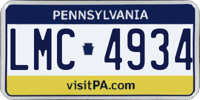 PA license plate LMC4934