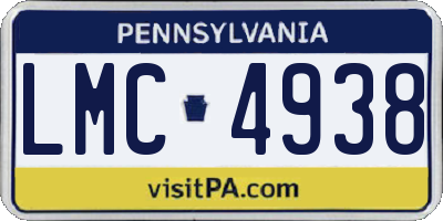 PA license plate LMC4938