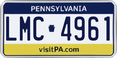 PA license plate LMC4961