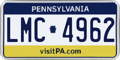 PA license plate LMC4962
