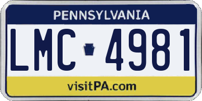 PA license plate LMC4981