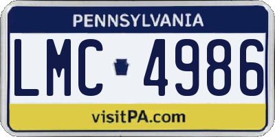 PA license plate LMC4986