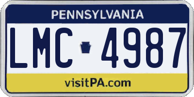 PA license plate LMC4987