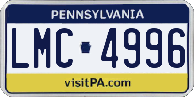 PA license plate LMC4996