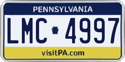 PA license plate LMC4997
