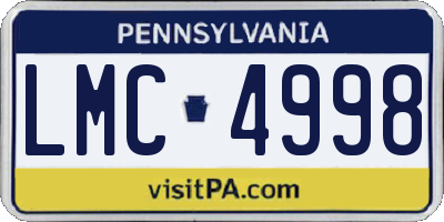 PA license plate LMC4998