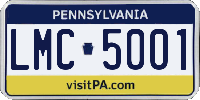 PA license plate LMC5001