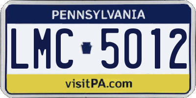 PA license plate LMC5012