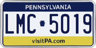 PA license plate LMC5019