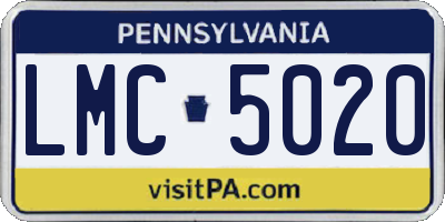 PA license plate LMC5020