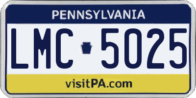 PA license plate LMC5025