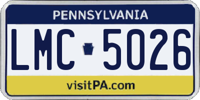 PA license plate LMC5026
