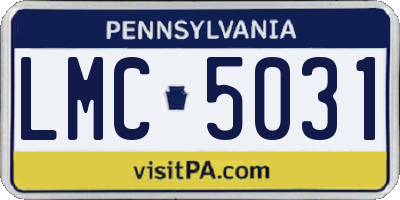 PA license plate LMC5031