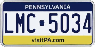 PA license plate LMC5034