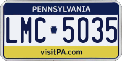 PA license plate LMC5035