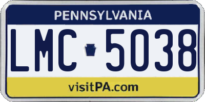 PA license plate LMC5038