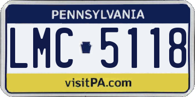 PA license plate LMC5118