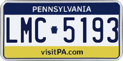 PA license plate LMC5193