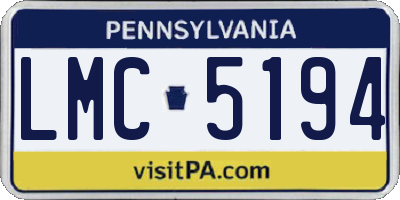 PA license plate LMC5194