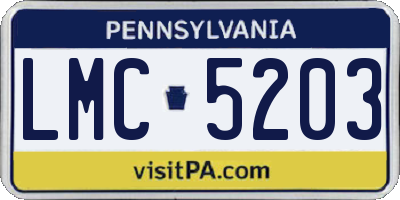 PA license plate LMC5203