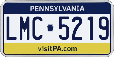 PA license plate LMC5219