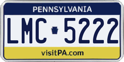 PA license plate LMC5222