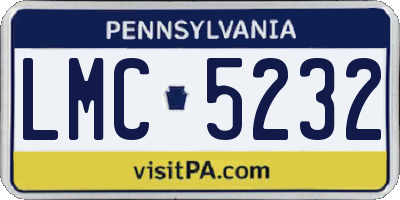 PA license plate LMC5232