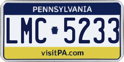 PA license plate LMC5233