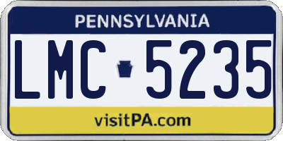 PA license plate LMC5235