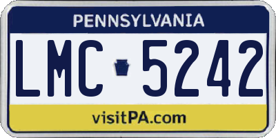 PA license plate LMC5242