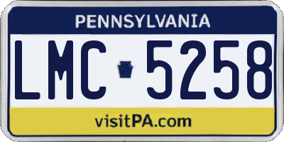 PA license plate LMC5258