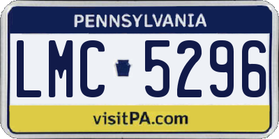 PA license plate LMC5296