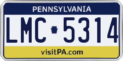 PA license plate LMC5314