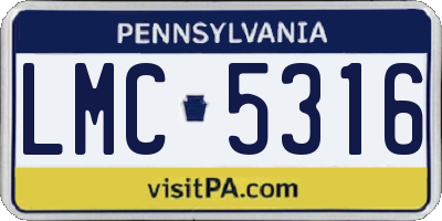 PA license plate LMC5316