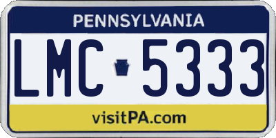 PA license plate LMC5333