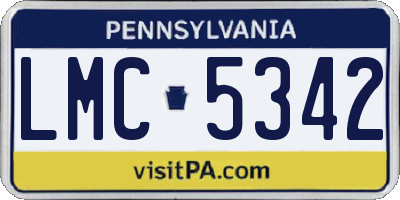 PA license plate LMC5342