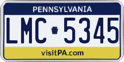 PA license plate LMC5345