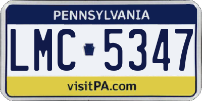 PA license plate LMC5347