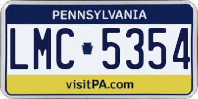 PA license plate LMC5354