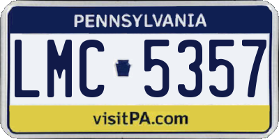 PA license plate LMC5357