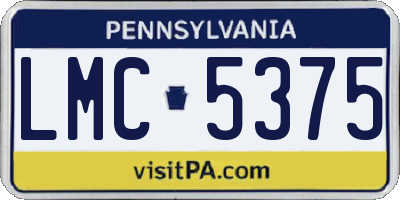 PA license plate LMC5375