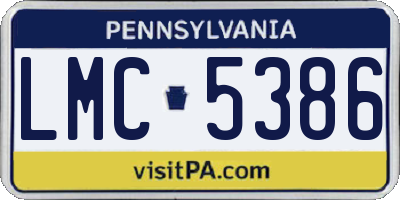 PA license plate LMC5386