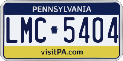 PA license plate LMC5404
