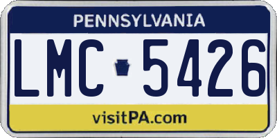 PA license plate LMC5426
