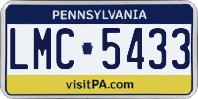 PA license plate LMC5433